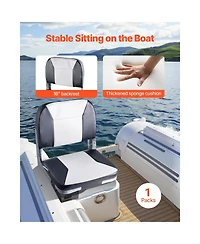 Sugift Low Back Folding Boat Seat with Waterproof Faux Leather Cover and Aluminum Hinges