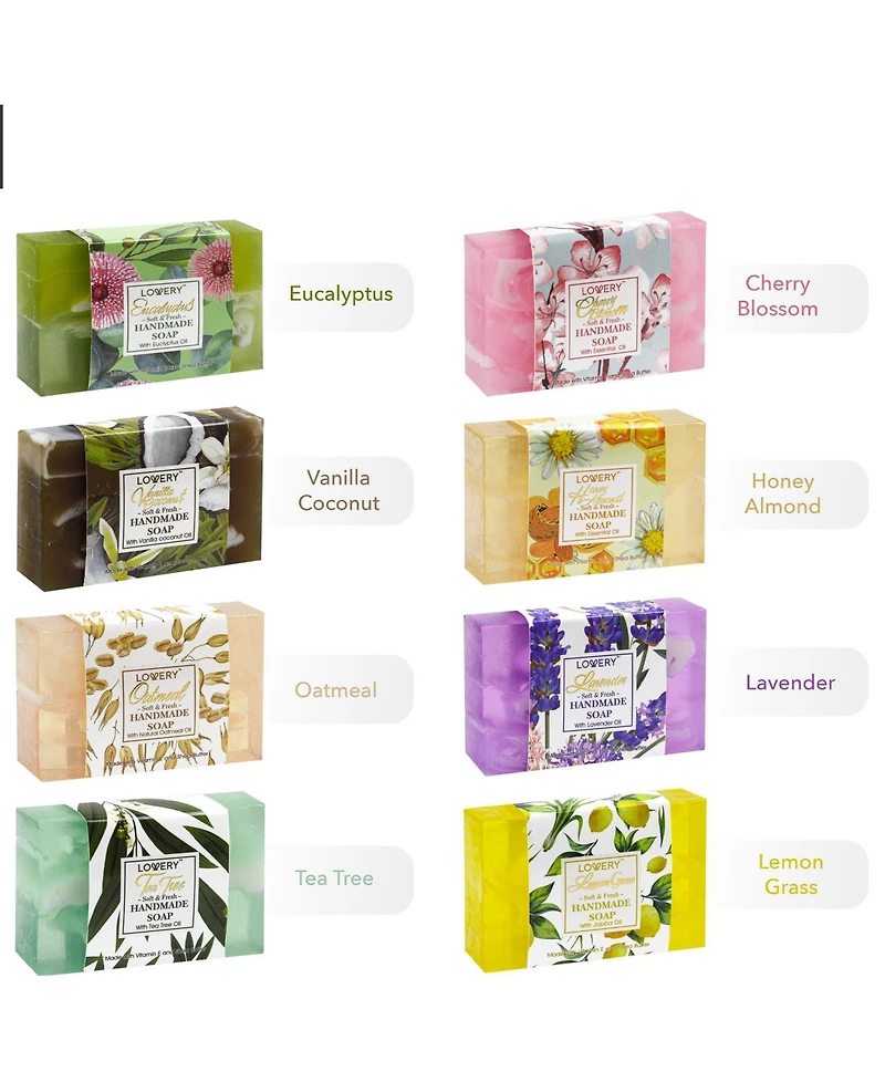 Lovery 8 Piece Handmade Soap Gift Set, Variety Pack Bath and Body Care Gift Set