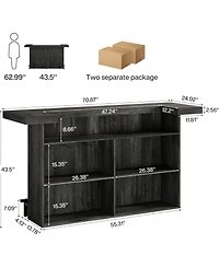 Tribesigns 4-Tier Bar Table, 70.9-Inch Large Wooden Home Bar Unit with Storage Shelves