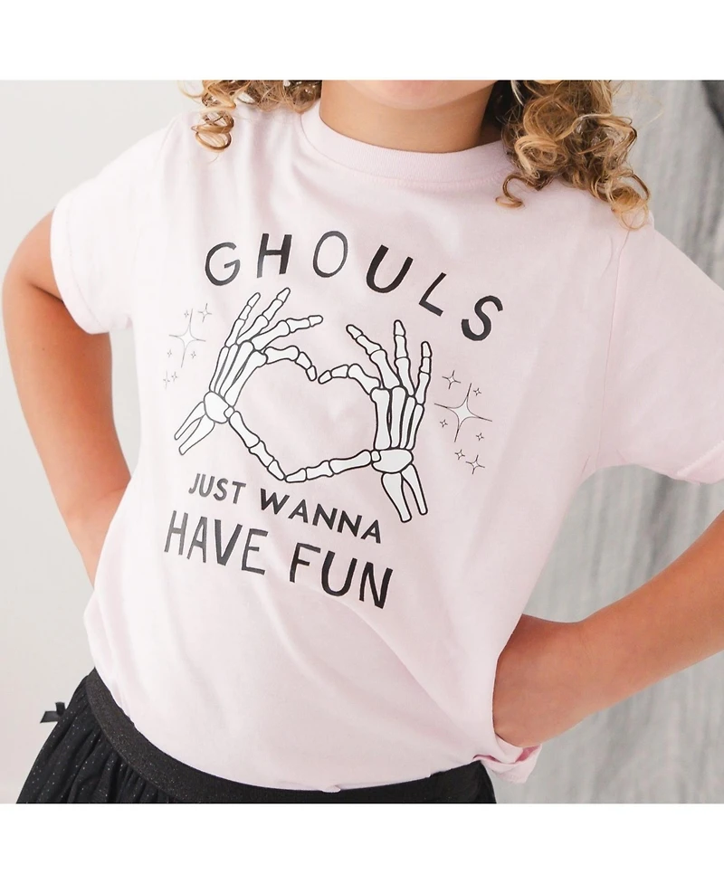 Sweet Wink Little Girls Ghouls Just Wanna Have Fun Halloween Short Sleeve T-Shirt