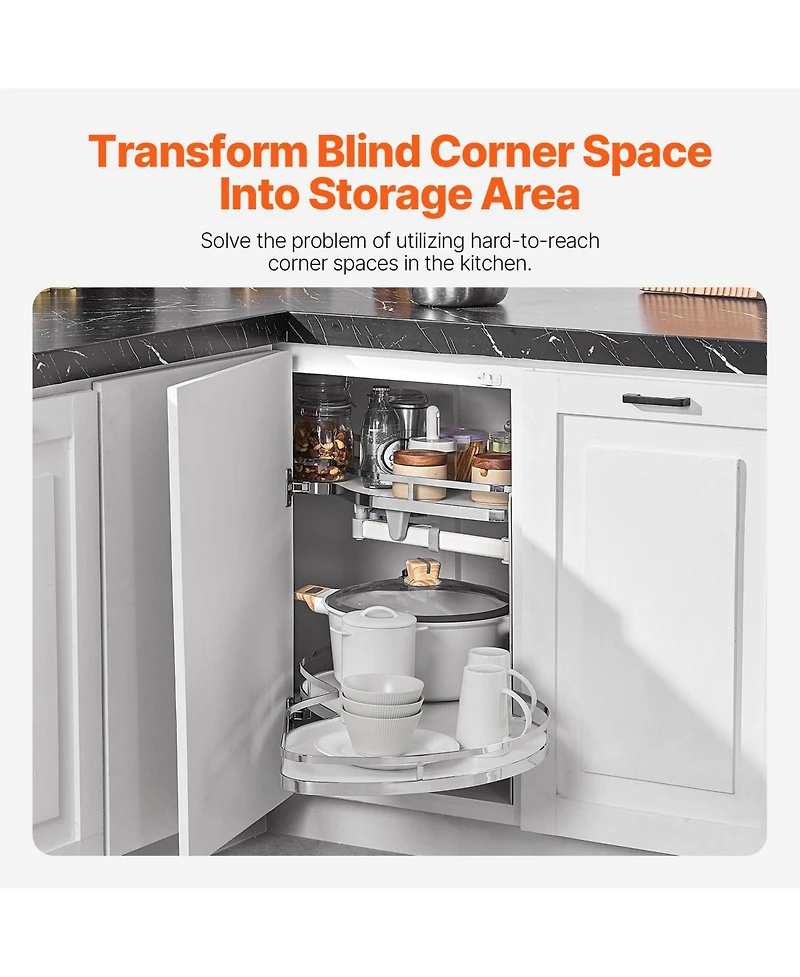 Sugift 2 Tier Swing Out Blind Corner Cabinet Organizer for 36 In Cabinets Right Opening
