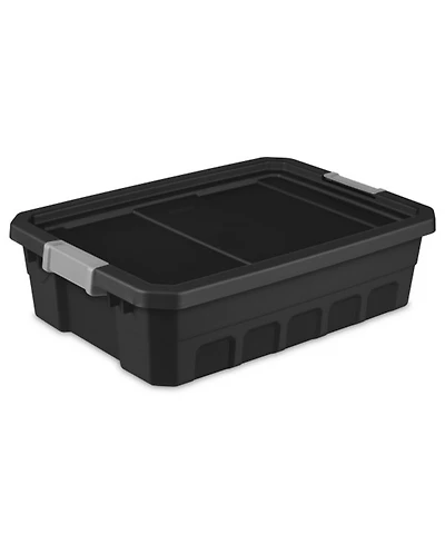 Sterilite 10 Gallon Industrial Stacker Storage Totes w/ Gray Clip Lids (6 Pack)