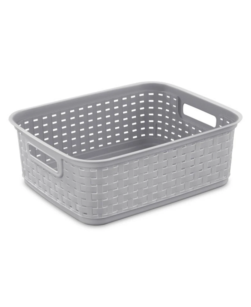 Sterilite Short Weave Wicker Pattern Storage Container Basket, Gray (6 Pack)