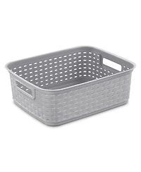 Sterilite Short Weave Wicker Pattern Storage Container Basket, Gray (6 Pack)