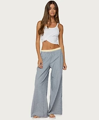 Edikted Women's Indya Contrast Plaid Wide Leg Pants