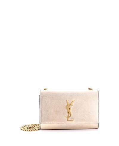 Pre-Owned Saint Laurent Small Classic Monogram Crossbody Bag Metallic Leather