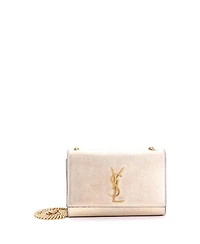 Pre-Owned Saint Laurent Small Classic Monogram Crossbody Bag Metallic Leather