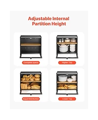 Sugift Double Layer Bamboo Bread Box with Acrylic Wave Door and Adjustable Middle Shelf