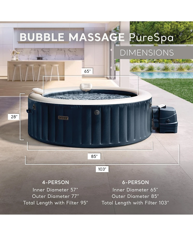 Intex PureSpa Plus Bubble Massage Spa Set with Energy Efficient Cover, 85" x 28"