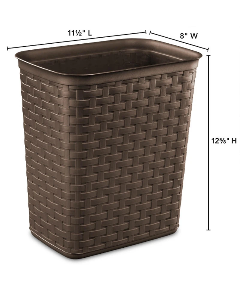 Sterilite Weave 3.4 Gallon Plastic Home/Office Wastebasket Trash Can (6 Pack)