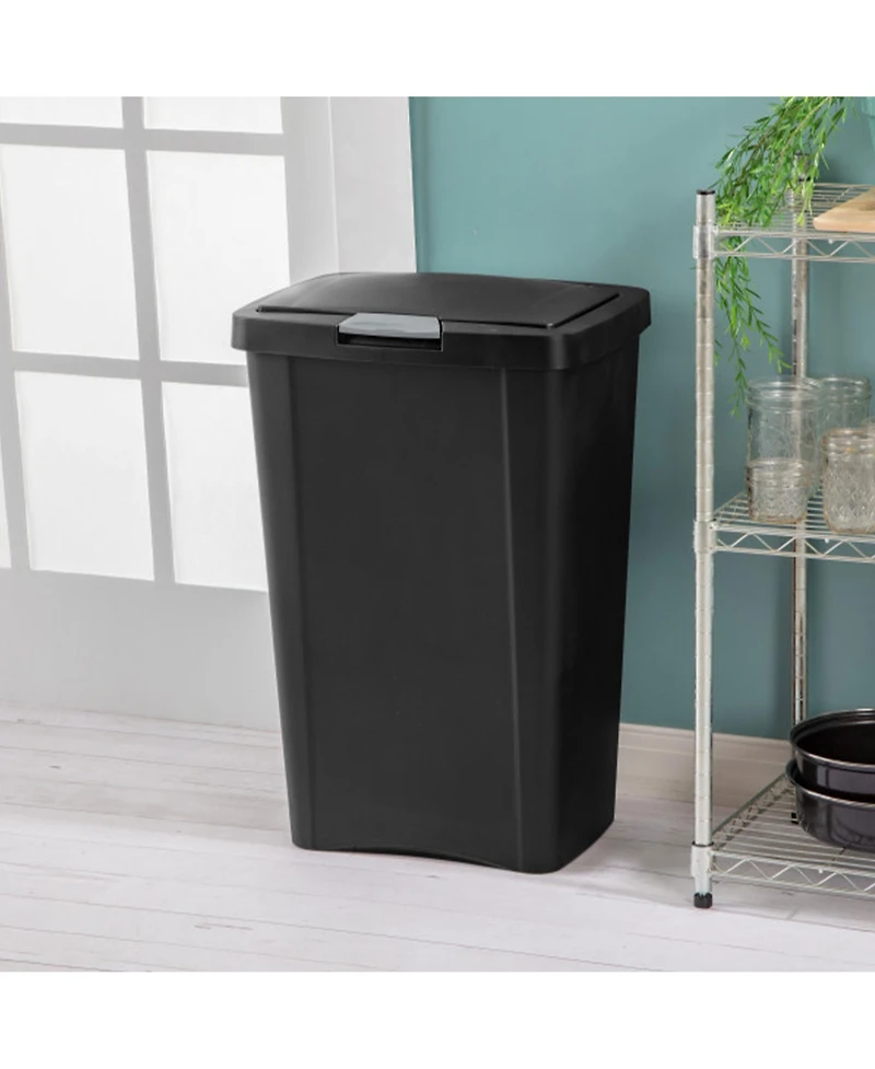 Sterilite 13 Gallon TouchTop Wastebasket with Titanium Latch, Black (16 Pack)