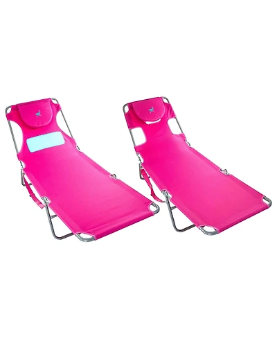 Ostrich Comfort Lounger Poolside Chair and Chaise Sunbathing Beach Chair, Pink