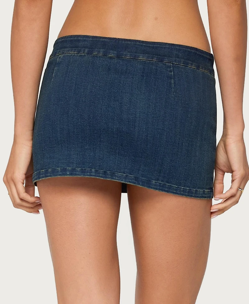 Edikted Women's Taliyah Stretchy Denim Mini Skort