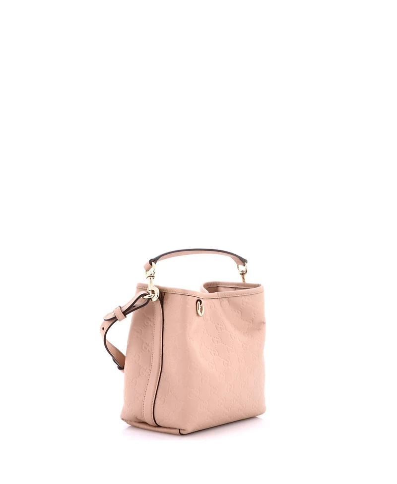 Pre-Owned Gucci Small Gg Emblem Bucket Bag Gg Embossed Leather