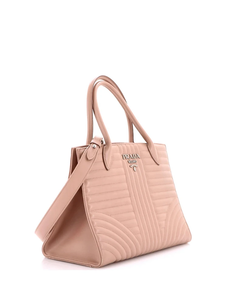 Pre-Owned Prada Medium Convertible Open Tote Diagramme Quilted Leather