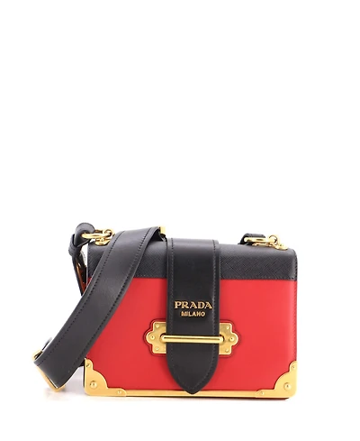 Pre-Owned Prada Small Cahier Crossbody Bag Leather and Saffiano Leather