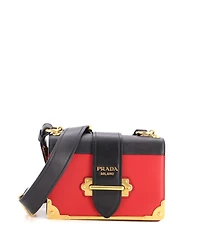 Pre-Owned Prada Small Cahier Crossbody Bag Leather and Saffiano Leather