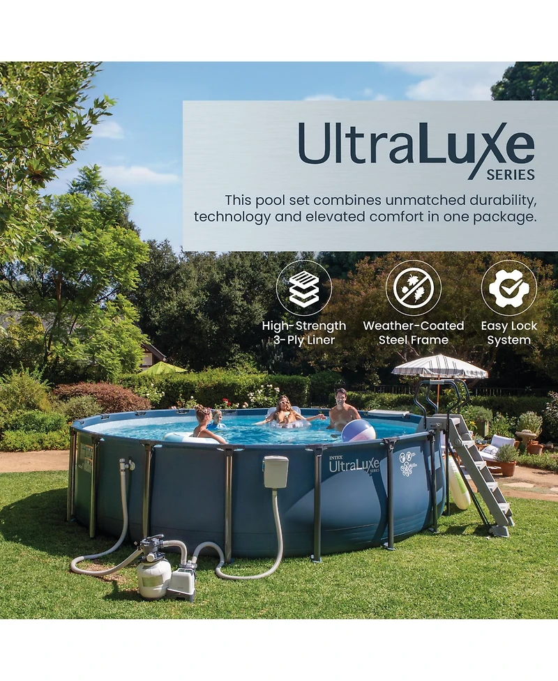 Intex UltraLuxe 24ft x 52in Above Ground Pool, Sand Pump, and Saltwater System