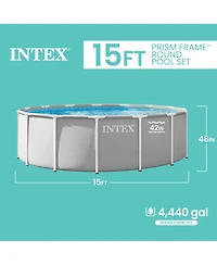 Intex Prism Frame 15ft x 48in Premium Above Ground Pool Set with Filter Pump