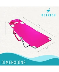 Ostrich Chaise Lounge Folding Sunbathing Poolside and Beach Chair, Pink and Blue
