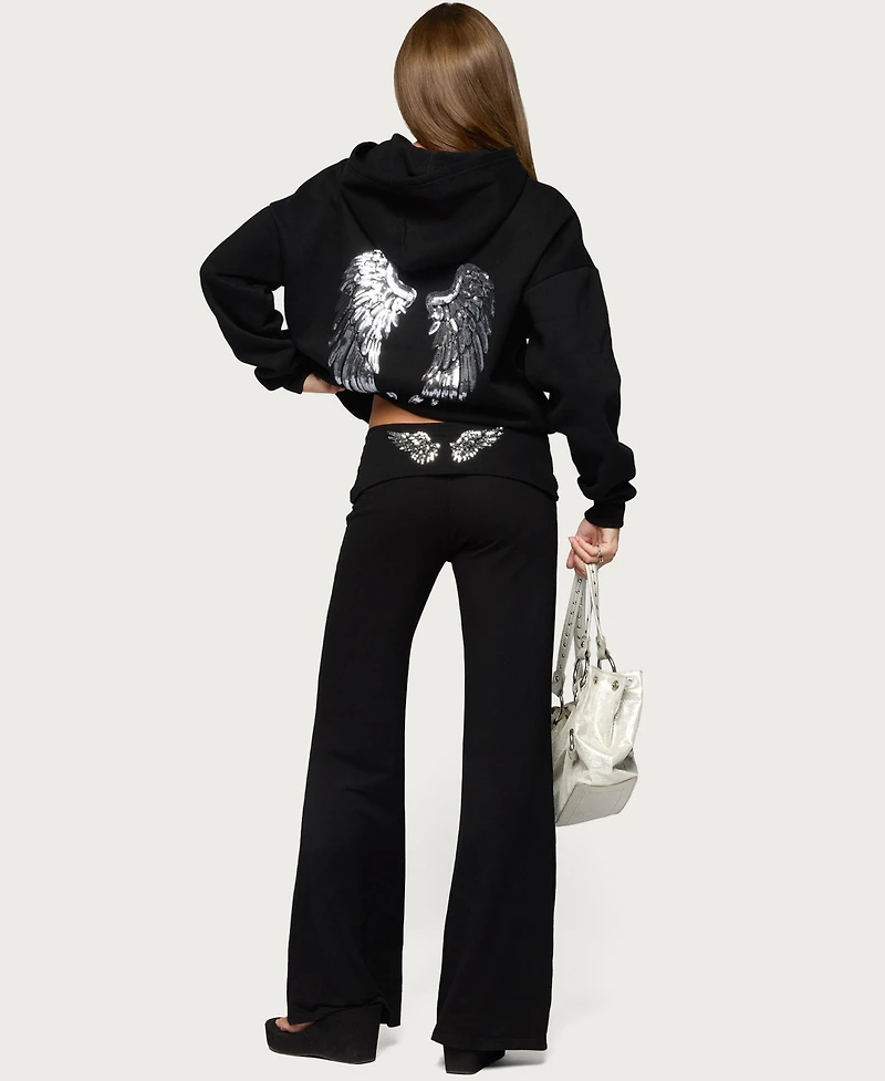 Edikted Women's Angel Energy Sequin Foldover Pants