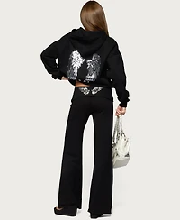 Edikted Women's Angel Energy Sequin Foldover Pants