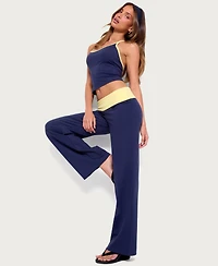 Edikted Women's Dayna Contrast Foldover Straight Leg Pants