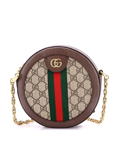 Pre-Owned Gucci Mini Ophidia Round Shoulder Bag Gg Coated Canvas
