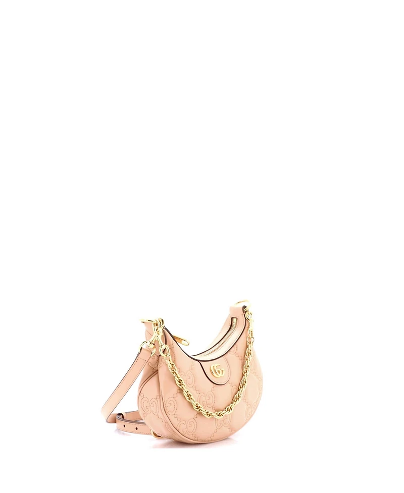 Pre-Owned Gucci Mini Half Moon Hobo Gg Matelasse Leather