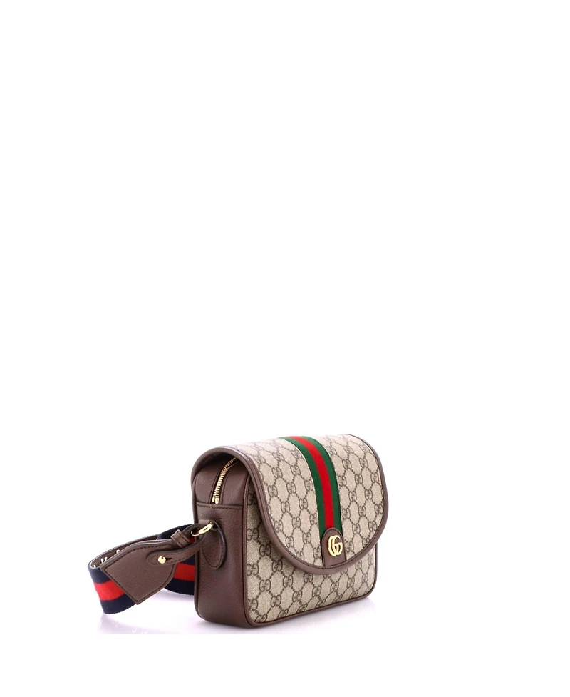 Pre-Owned Gucci Small Ophidia Flap Shoulder Bag Gg Coated Canvas