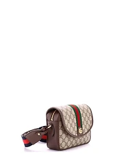 Pre-Owned Gucci Small Ophidia Flap Shoulder Bag Gg Coated Canvas