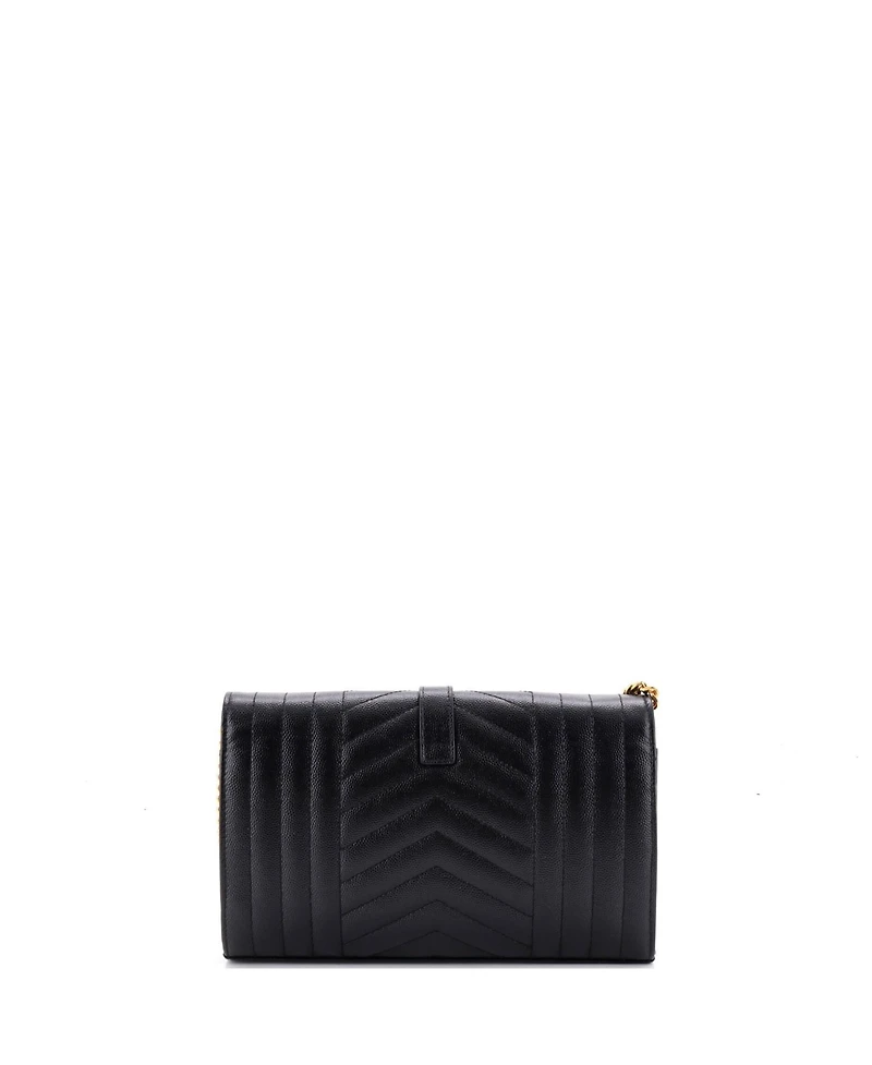 Pre-Owned Saint Laurent Medium Classic Monogram Chain Wallet Mixed Matelasse Leather
