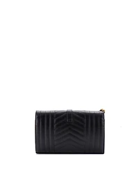 Pre-Owned Saint Laurent Medium Classic Monogram Chain Wallet Mixed Matelasse Leather