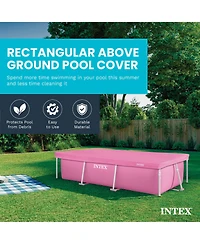 Intex 8.5ft x 5.3ft Rectangular Outdoor Backyard Swimming Pool Cover, Pink