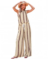 Cupshe Women's Vertical Stripe Sleeveless Wide Leg Two-Piece Matching Set