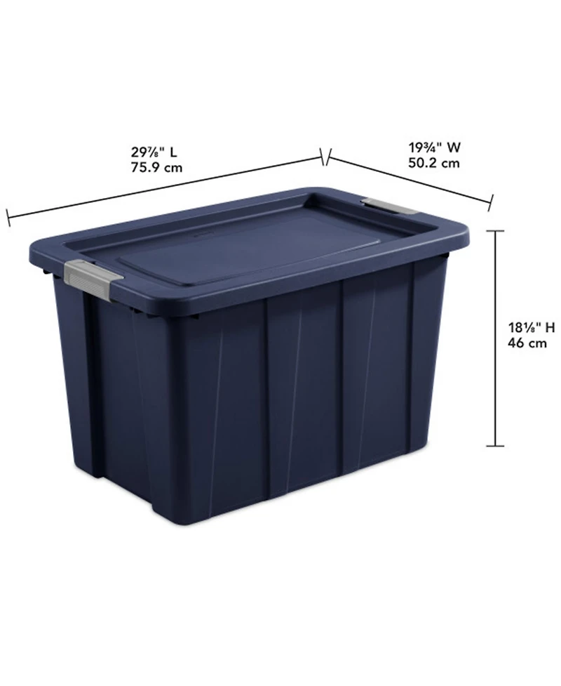 Sterilite Tuff1 30 Gal Plastic Storage Tote Bin w/Latching Lid, Blue (16 Pack)