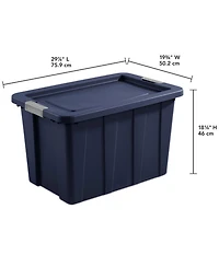 Sterilite Tuff1 30 Gal Plastic Storage Tote Bin w/Latching Lid, Blue (16 Pack)