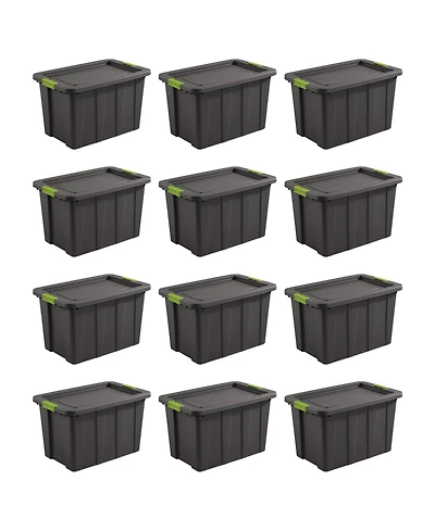 Sterilite Tuff1 Latching 30 Gallon Storage Tote Container with Lid (12 Pack)