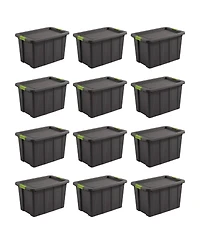 Sterilite Tuff1 Latching 30 Gallon Storage Tote Container with Lid (12 Pack)