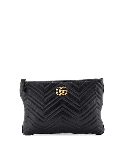 Pre-Owned Gucci Small Gg Marmont Clutch Matelasse Leather
