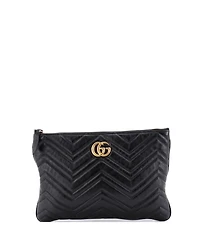 Pre-Owned Gucci Small Gg Marmont Clutch Matelasse Leather