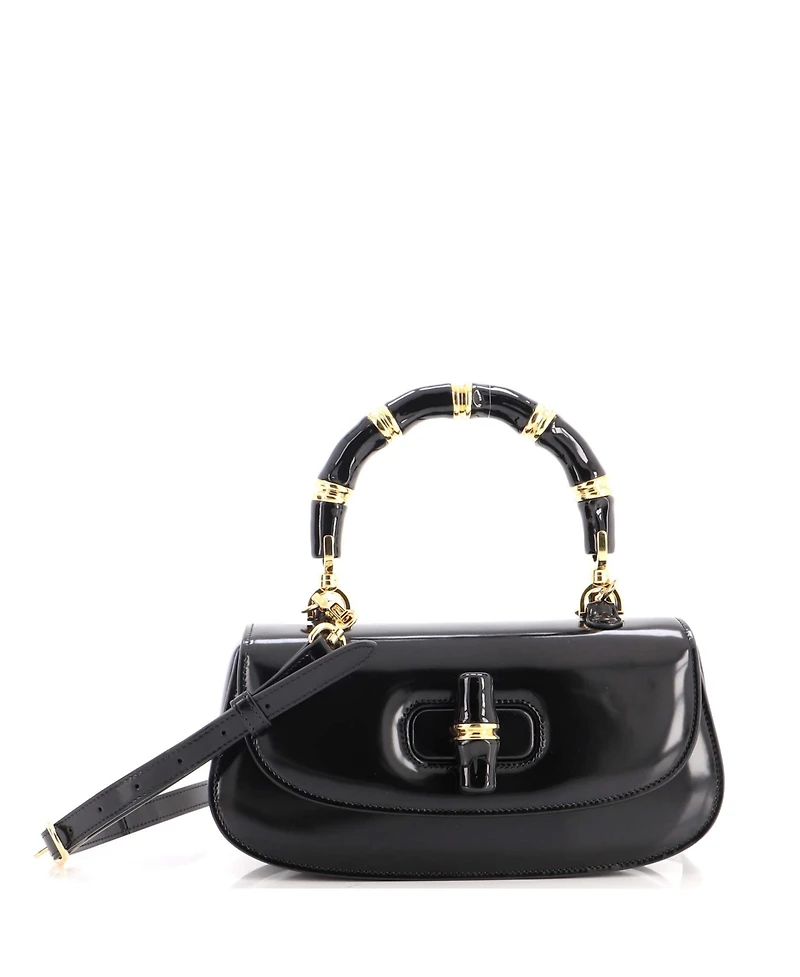 Pre-Owned Gucci Medium Bamboo Diva Top Handle Bag Polished Leather