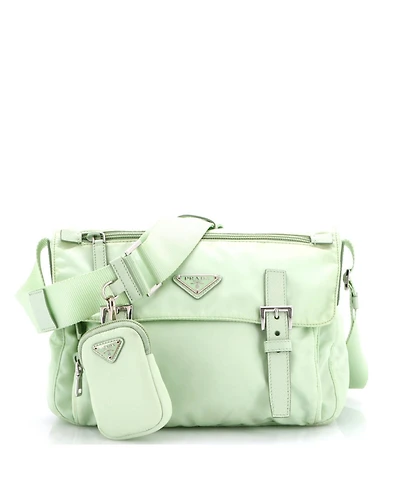 Pre-Owned Prada Medium Double Buckle Flap Messenger Bag Re-Nylon