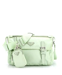 Pre-Owned Prada Medium Double Buckle Flap Messenger Bag Re-Nylon