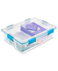 Sterilite 37 Qt Clear Plastic Home Storage Tote Bin with Secure Lids, (16 Pack)