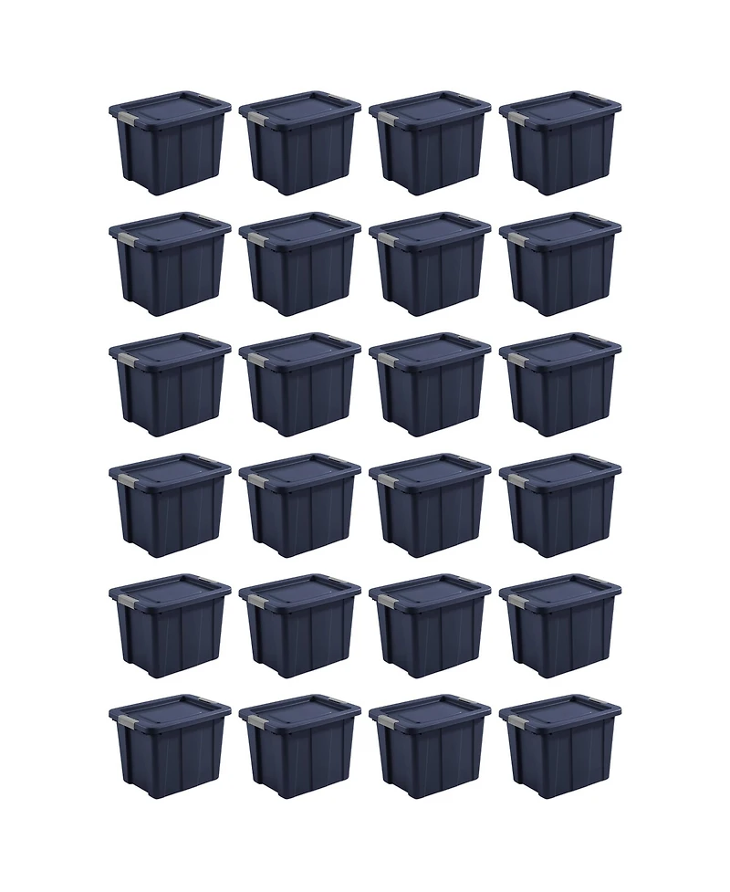 Sterilite Tuff1 18 Gal Plastic Storage Tote Bin w/Latching Lid, Blue (24 Pack)