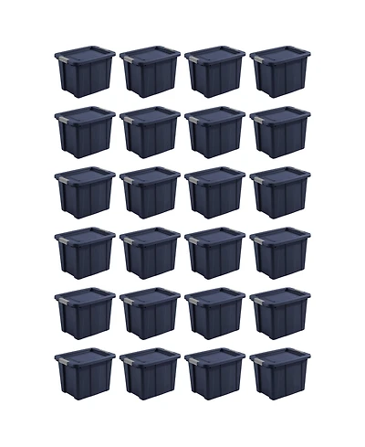 Sterilite Tuff1 18 Gal Plastic Storage Tote Bin w/Latching Lid, Blue (24 Pack)