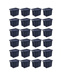 Sterilite Tuff1 18 Gal Plastic Storage Tote Bin w/Latching Lid, Blue (24 Pack)