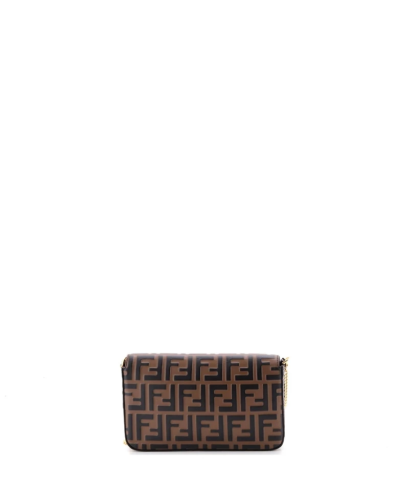 Pre-Owned Fendi F is Fendi Envelope Clutch on Chain Zucca Embossed Leather