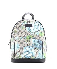 Pre-Owned Gucci Small Zip Pocket Backpack Blooms Print Gg Coated Canvas